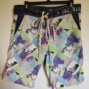 JACK & JONES Swim Shorts Sz Large Mens Quick-Dry Swimwear Beach Summer Tropical‎
